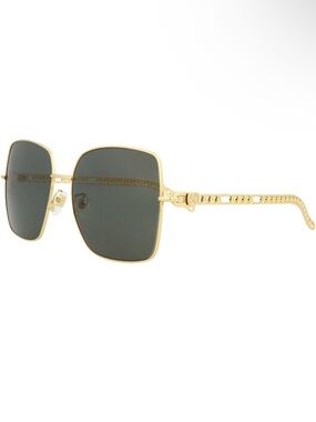 Gucci Gold Metal Square Sunglasses with Dark Gray Lenses
